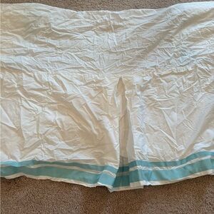 Pottery Barn Kids Crib Skirt White Fabric with Aqua Trim